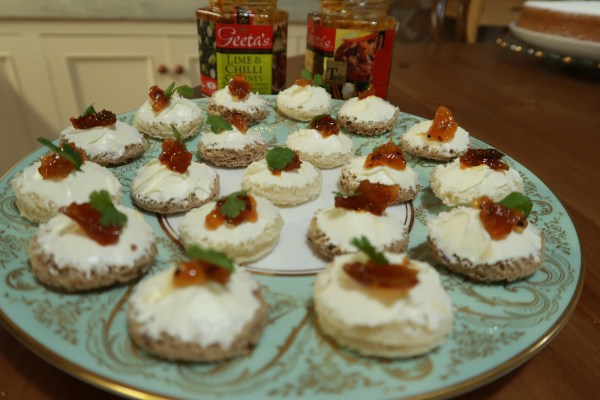 Cream Cheese And Chutney Canapés ©