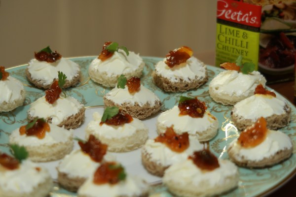 Cream Cheese And Chutney Canapés ©