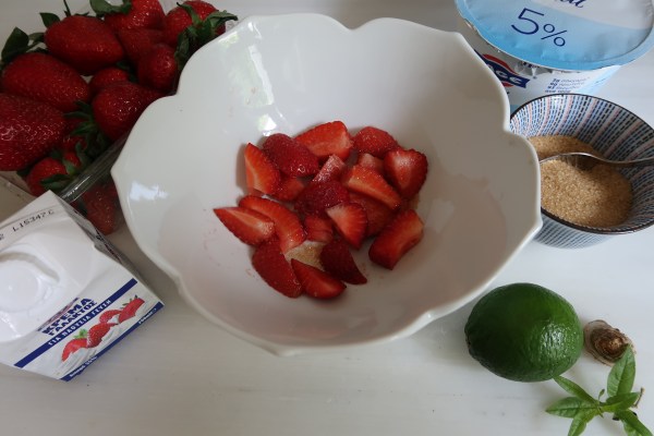 Strawberries Ginger Lime lemon Verbena and Greek Yogurt ©